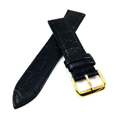 Rolex Compatible Black Croco Genuine Leather Replacement 